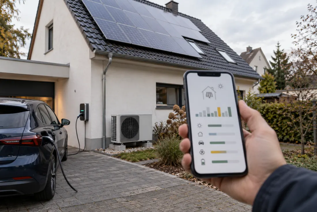 Visualisierung: Photovoltaik, Wallbox und Wärmepumpe mit Energiemanagement